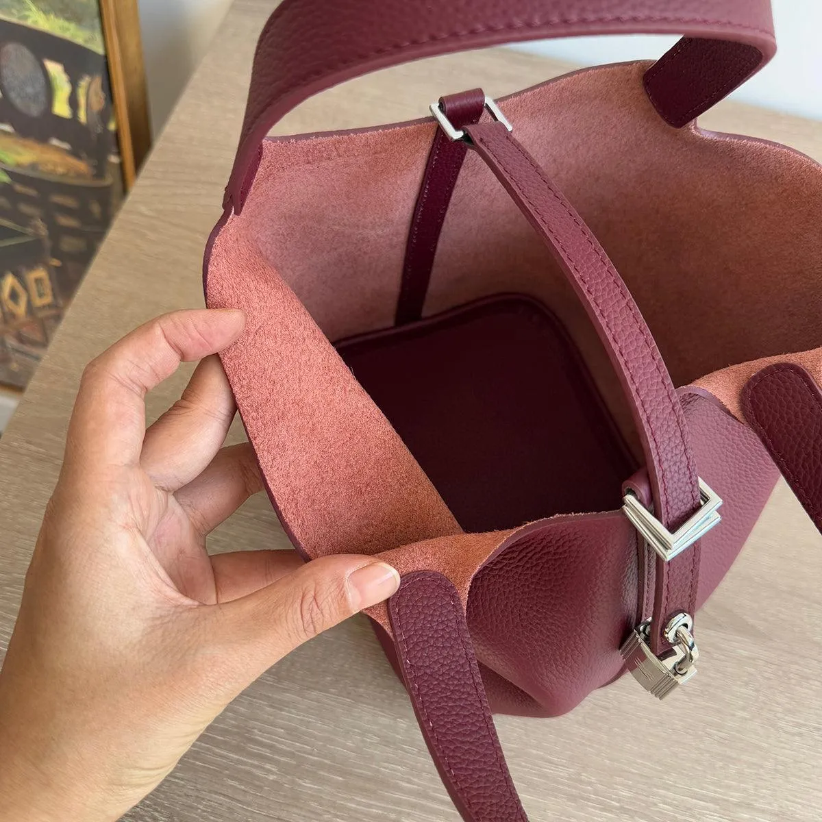 Alexel Genuine Leather handbag Women Leather Bucket Bag, Top Handle Purse, Luxury Bag, Designer Bag, Gift for Her