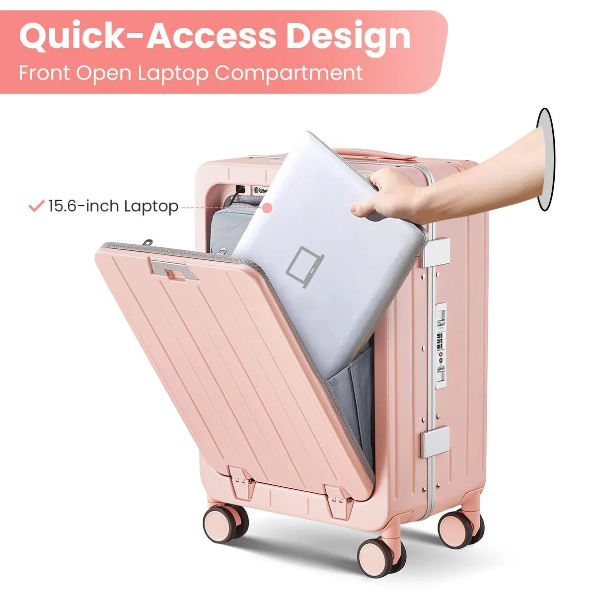 Aluminum Frame 20 Inch with Front Open Carry-on Luggage