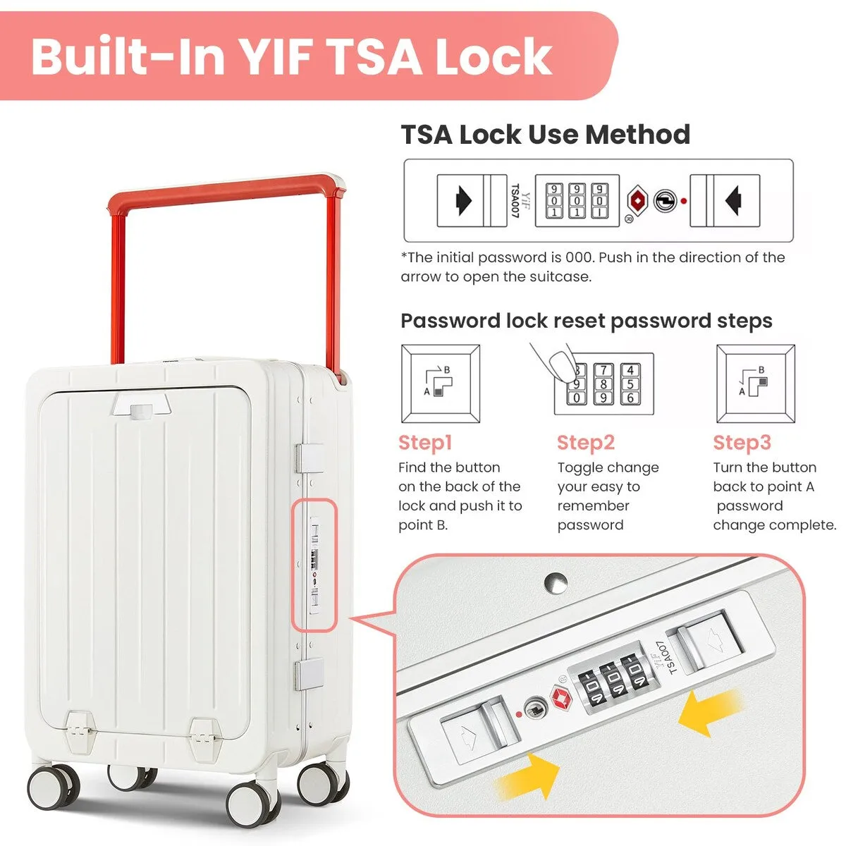 Aluminum Frame 20 Inch with Front Open Carry-on Luggage