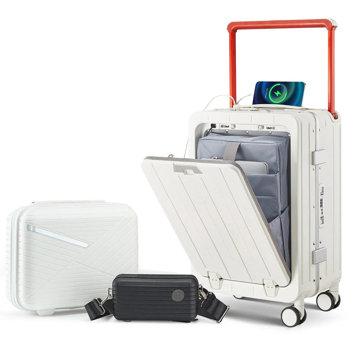 Aluminum Frame 20 Inch with Front Open Carry-on Luggage
