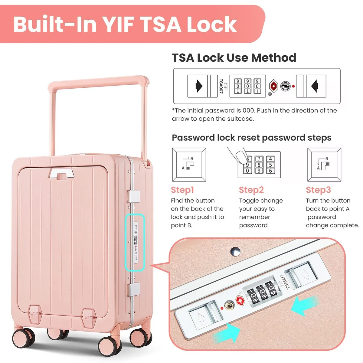 Aluminum Frame 20 Inch with Front Open Carry-on Luggage