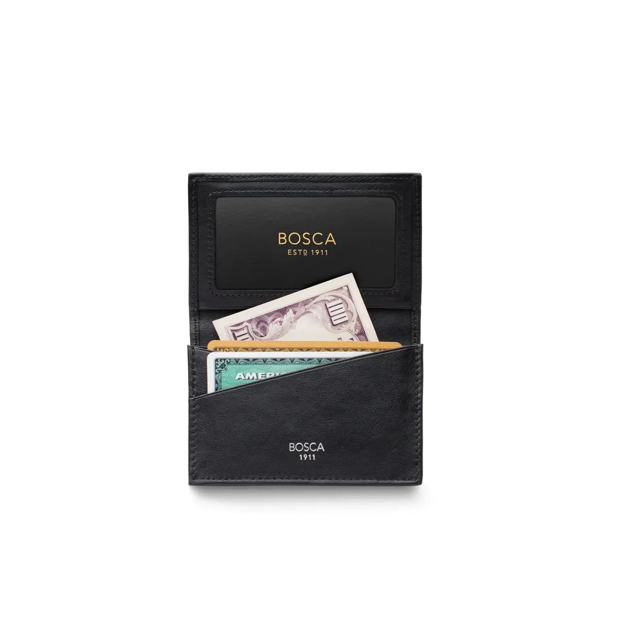Bosca Nappa Leather Full Gusset, 2 Pocket Card Case with ID