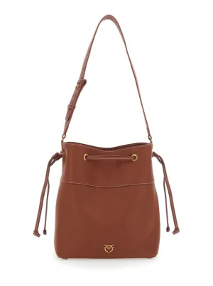 Brown Hammered Leather Bucket Bag