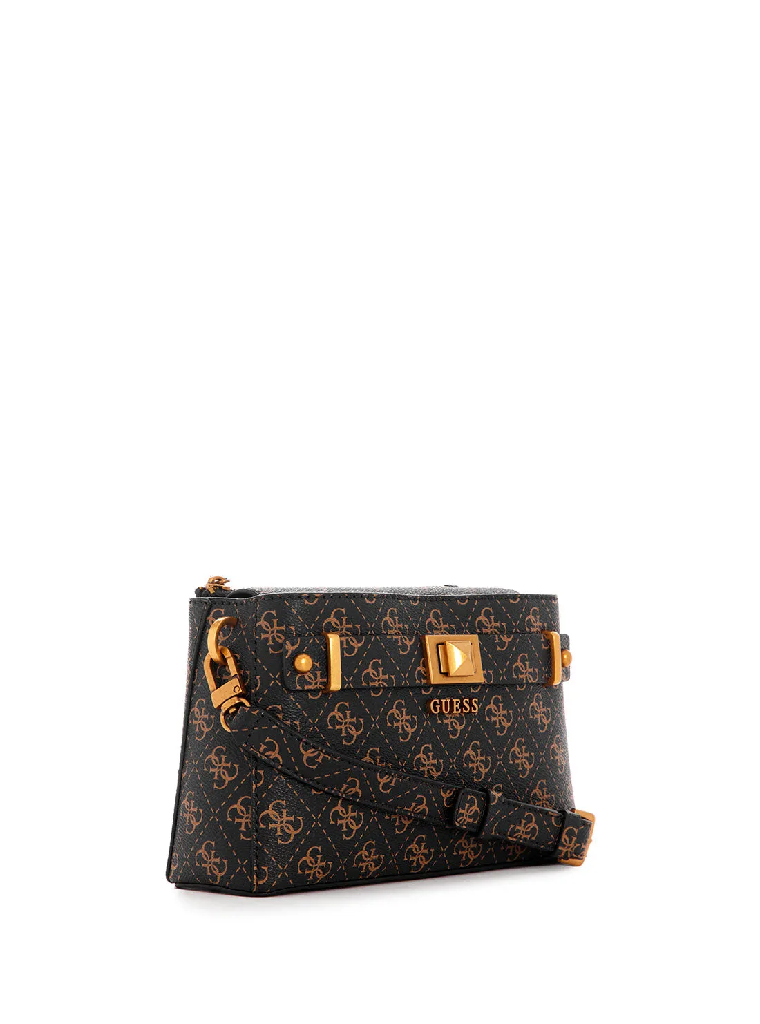 Brown Logo Aieta Society Crossbody Bag