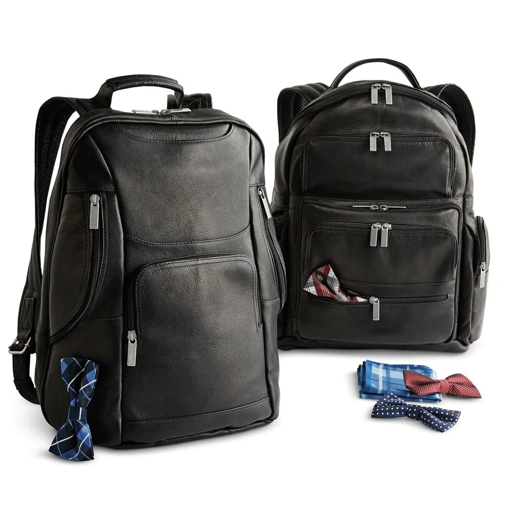 DayTrekr Leather Multi-Pocket Slim Backpack