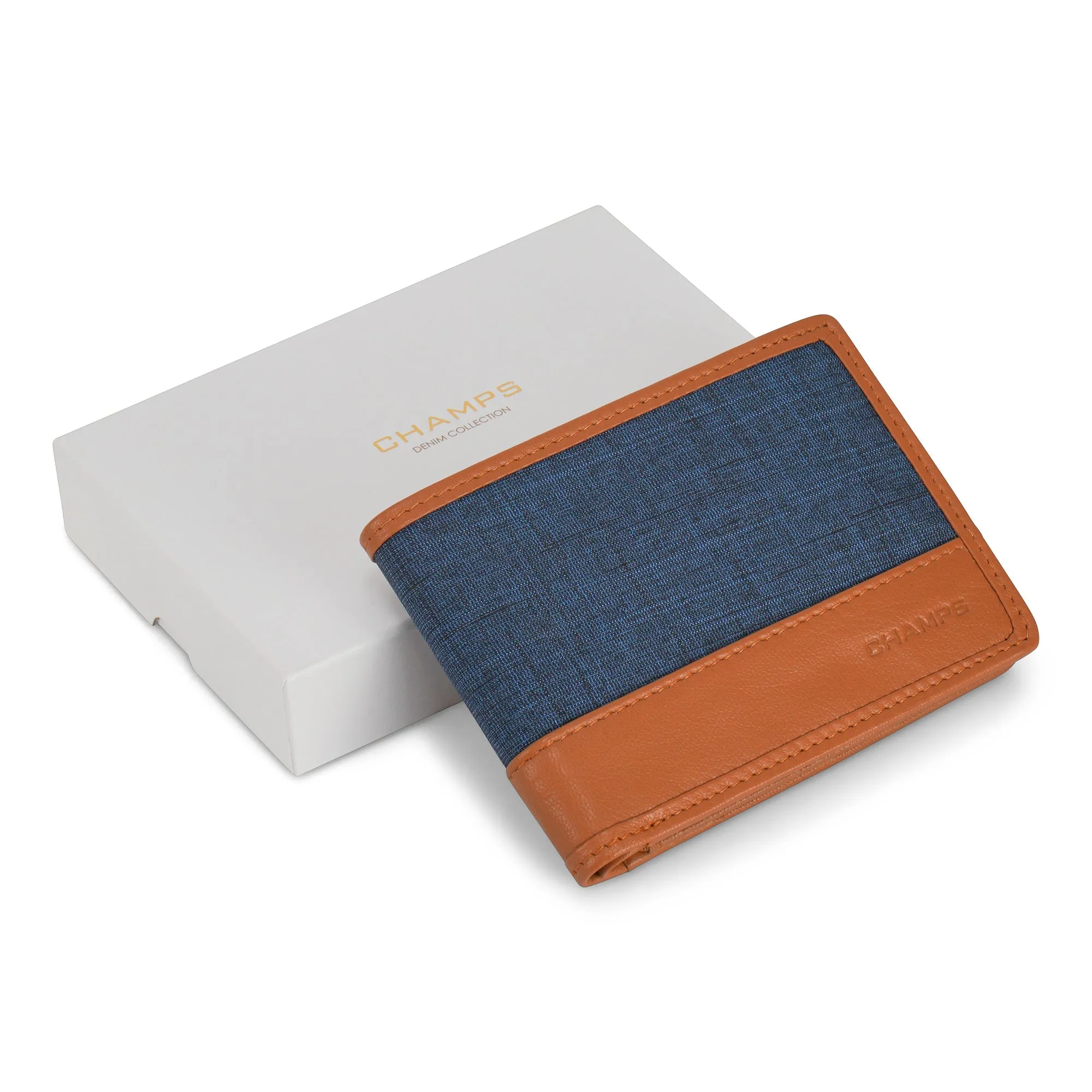 Denim / Leather Center Wing Wallet *Drop Ship*