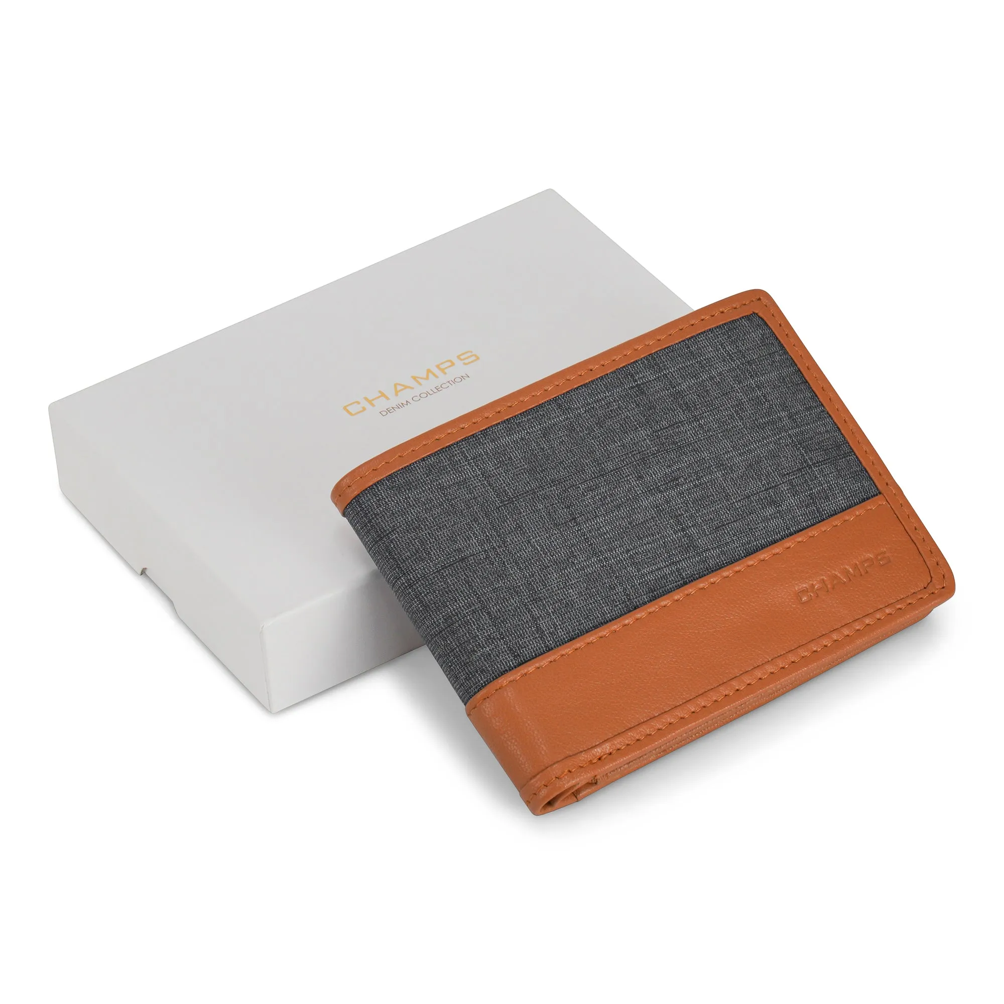 Denim / Leather Center Wing Wallet *Drop Ship*