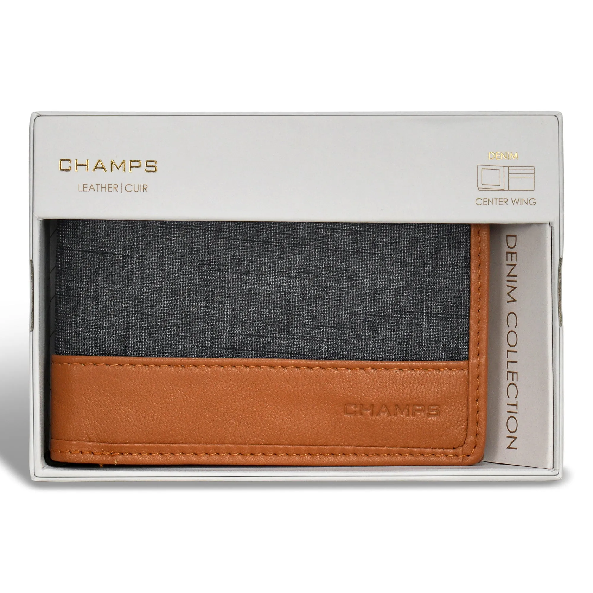 Denim / Leather Center Wing Wallet *Drop Ship*