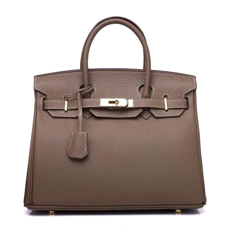Genuine Pebbled Leather Handbag Gold Tone Must-have Leather Designer Bag, Classic Shoulder Bag, Crossbody Bag, Gift For Her
