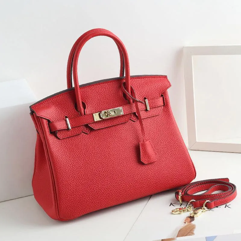 Genuine Pebbled Leather Handbag Gold Tone Must-have Leather Designer Bag, Classic Shoulder Bag, Crossbody Bag, Gift For Her