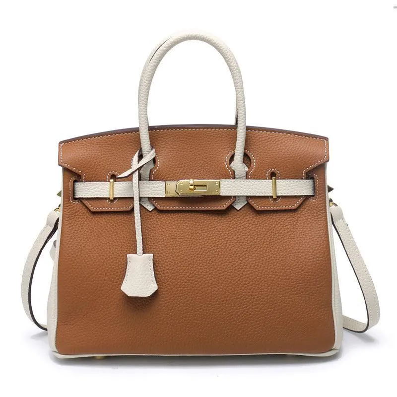 Genuine Pebbled Leather Handbag Gold Tone Must-have Leather Designer Bag, Classic Shoulder Bag, Crossbody Bag, Gift For Her
