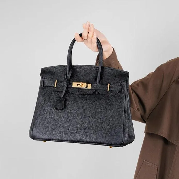 Genuine Pebbled Leather Handbag Gold Tone Must-have Leather Designer Bag, Classic Shoulder Bag, Crossbody Bag, Gift For Her