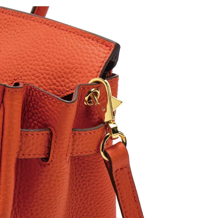 Genuine Pebbled Leather Handbag Gold Tone Must-have Leather Designer Bag, Classic Shoulder Bag, Crossbody Bag, Gift For Her