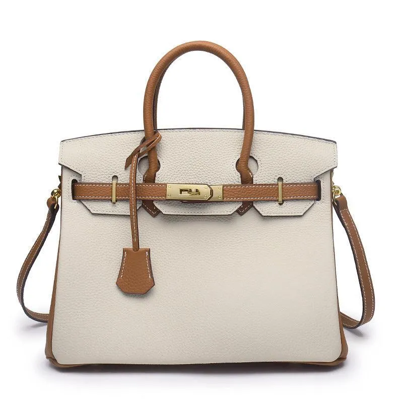 Genuine Pebbled Leather Handbag Gold Tone Must-have Leather Designer Bag, Classic Shoulder Bag, Crossbody Bag, Gift For Her