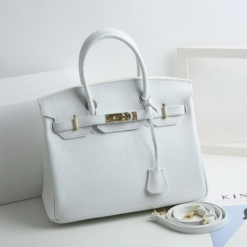 Genuine Pebbled Leather Handbag Gold Tone Must-have Leather Designer Bag, Classic Shoulder Bag, Crossbody Bag, Gift For Her