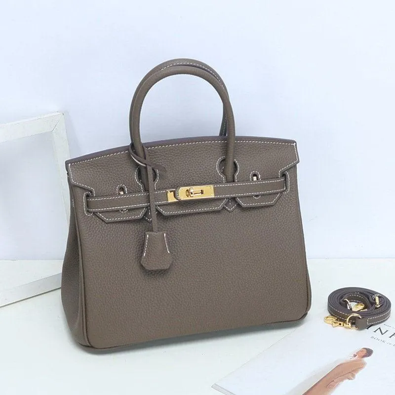 Genuine Pebbled Leather Handbag Gold Tone Must-have Leather Designer Bag, Classic Shoulder Bag, Crossbody Bag, Gift For Her
