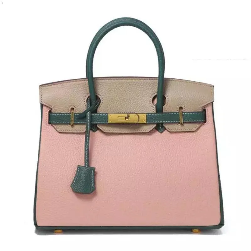 Genuine Pebbled Leather Handbag Gold Tone Must-have Leather Designer Bag, Classic Shoulder Bag, Crossbody Bag, Gift For Her