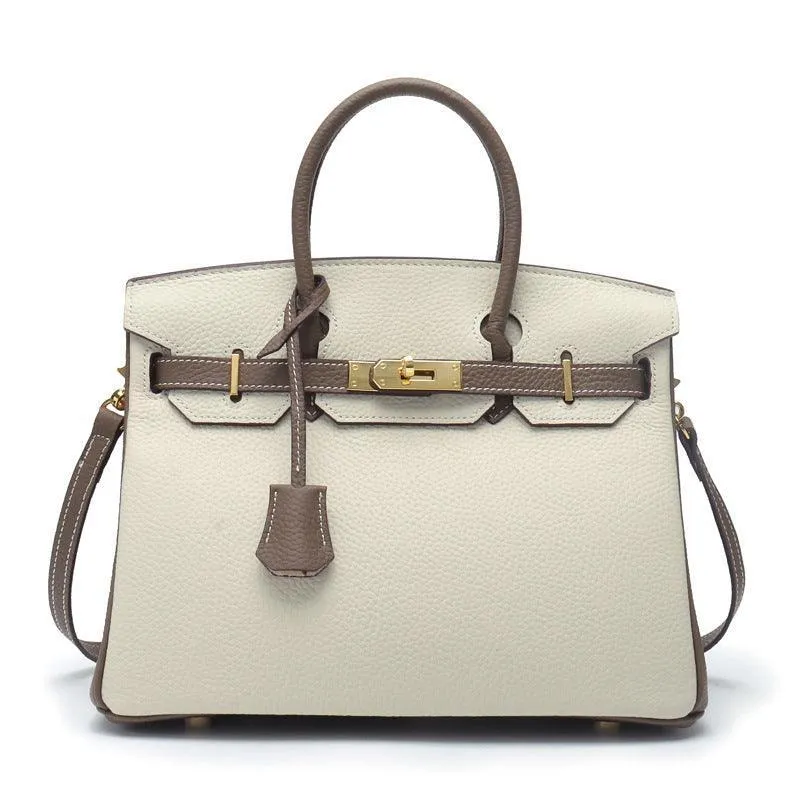 Genuine Pebbled Leather Handbag Gold Tone Must-have Leather Designer Bag, Classic Shoulder Bag, Crossbody Bag, Gift For Her