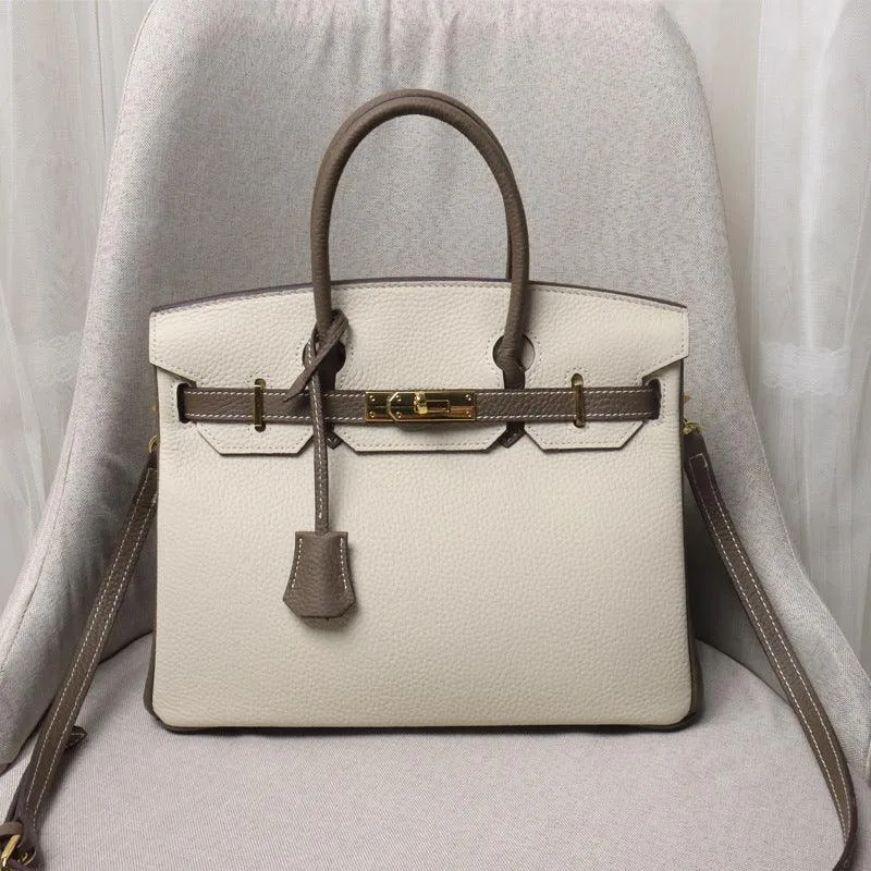Genuine Pebbled Leather Handbag Gold Tone Must-have Leather Designer Bag, Classic Shoulder Bag, Crossbody Bag, Gift For Her