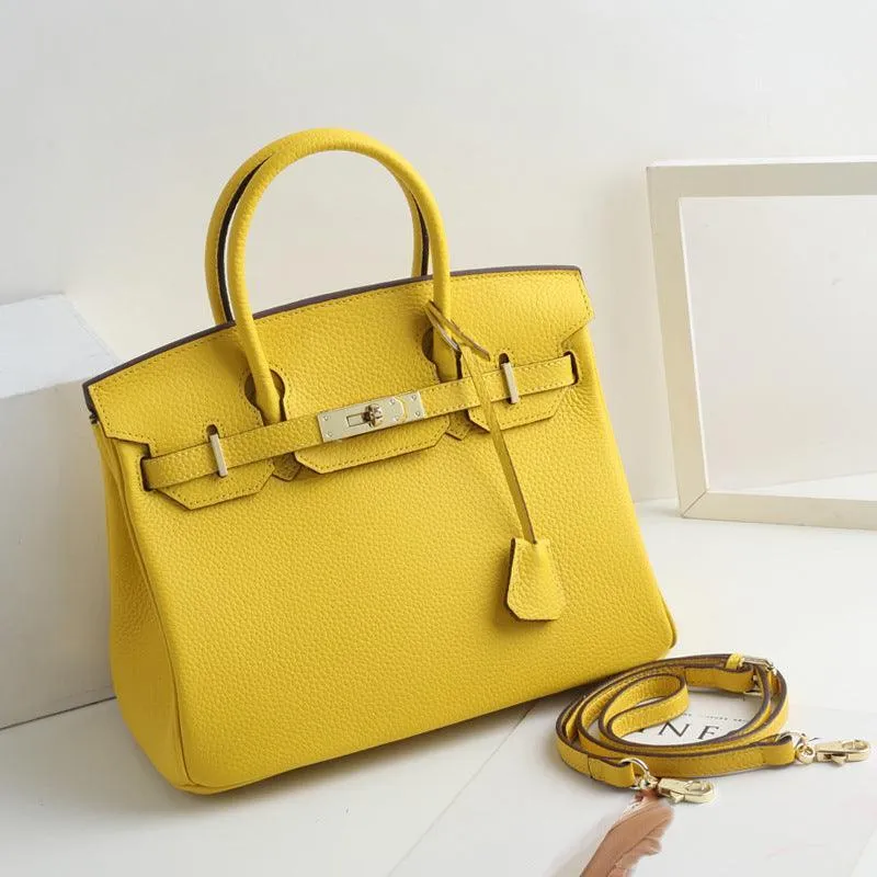Genuine Pebbled Leather Handbag Gold Tone Must-have Leather Designer Bag, Classic Shoulder Bag, Crossbody Bag, Gift For Her