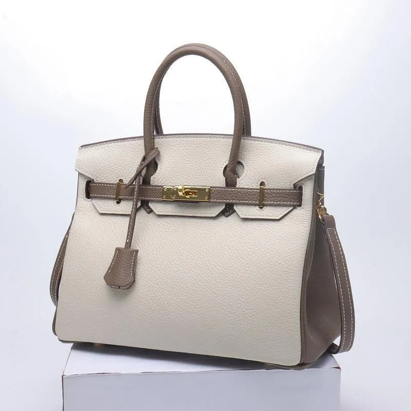 Genuine Pebbled Leather Handbag Gold Tone Must-have Leather Designer Bag, Classic Shoulder Bag, Crossbody Bag, Gift For Her
