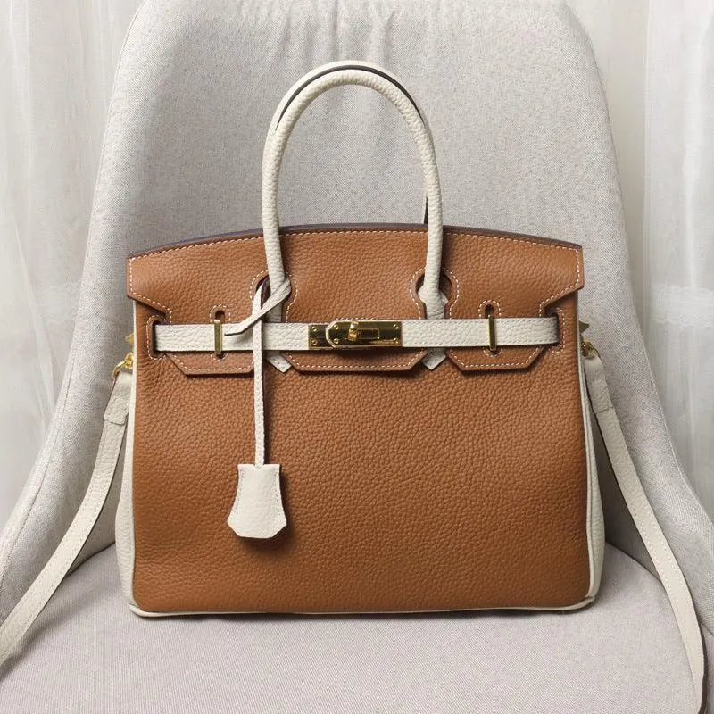 Genuine Pebbled Leather Handbag Gold Tone Must-have Leather Designer Bag, Classic Shoulder Bag, Crossbody Bag, Gift For Her