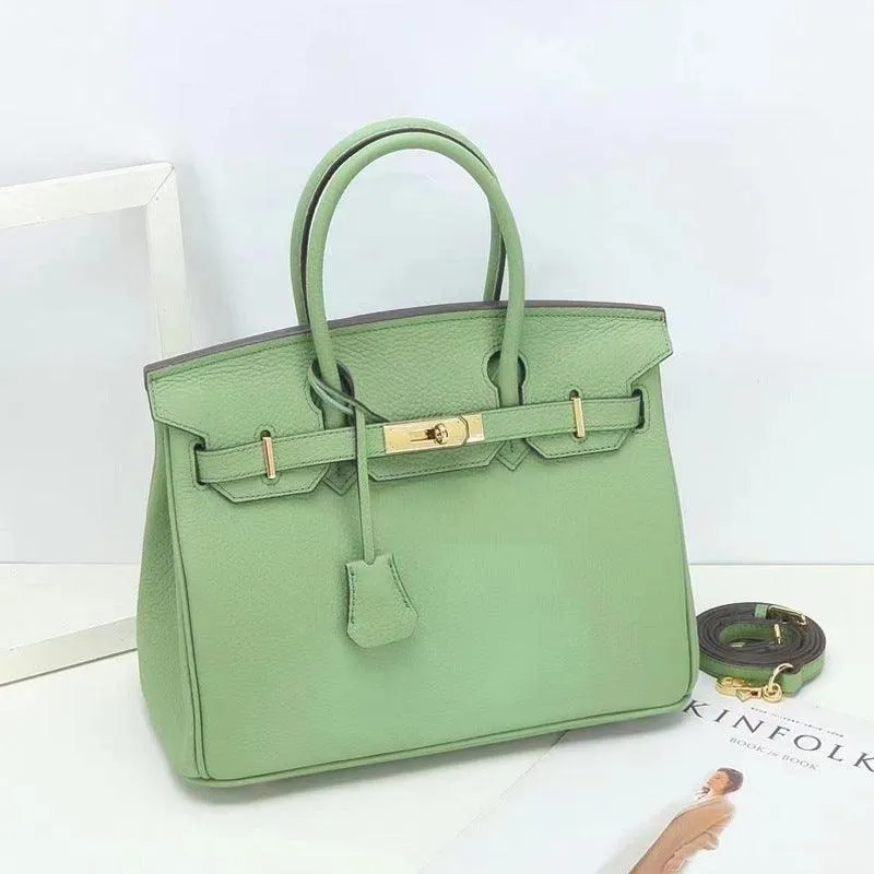 Genuine Pebbled Leather Handbag Gold Tone Must-have Leather Designer Bag, Classic Shoulder Bag, Crossbody Bag, Gift For Her
