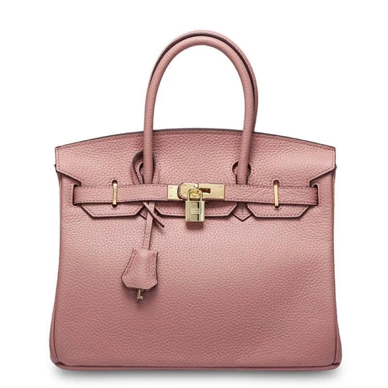 Genuine Pebbled Leather Handbag Gold Tone Must-have Leather Designer Bag, Classic Shoulder Bag, Crossbody Bag, Gift For Her