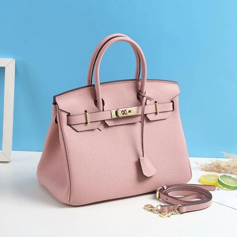 Genuine Pebbled Leather Handbag Gold Tone Must-have Leather Designer Bag, Classic Shoulder Bag, Crossbody Bag, Gift For Her
