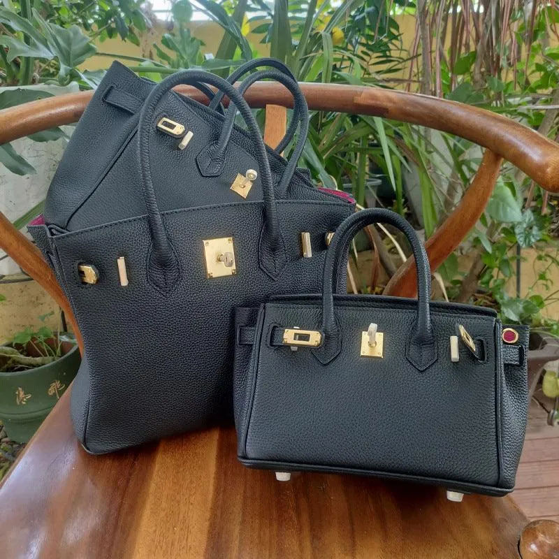Genuine Pebbled Leather Handbag Gold Tone Must-have Leather Designer Bag, Classic Shoulder Bag, Crossbody Bag, Gift For Her