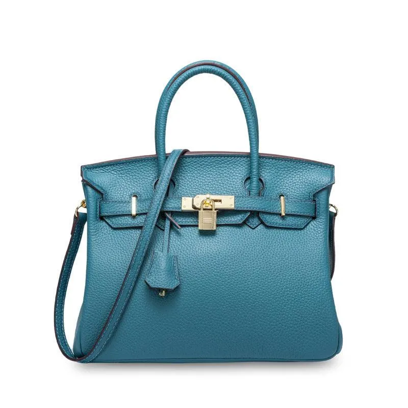 Genuine Pebbled Leather Handbag Gold Tone Must-have Leather Designer Bag, Classic Shoulder Bag, Crossbody Bag, Gift For Her
