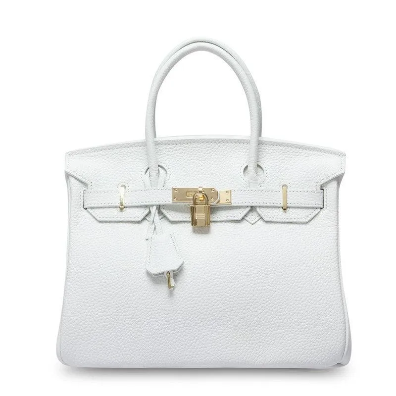 Genuine Pebbled Leather Handbag Gold Tone Must-have Leather Designer Bag, Classic Shoulder Bag, Crossbody Bag, Gift For Her