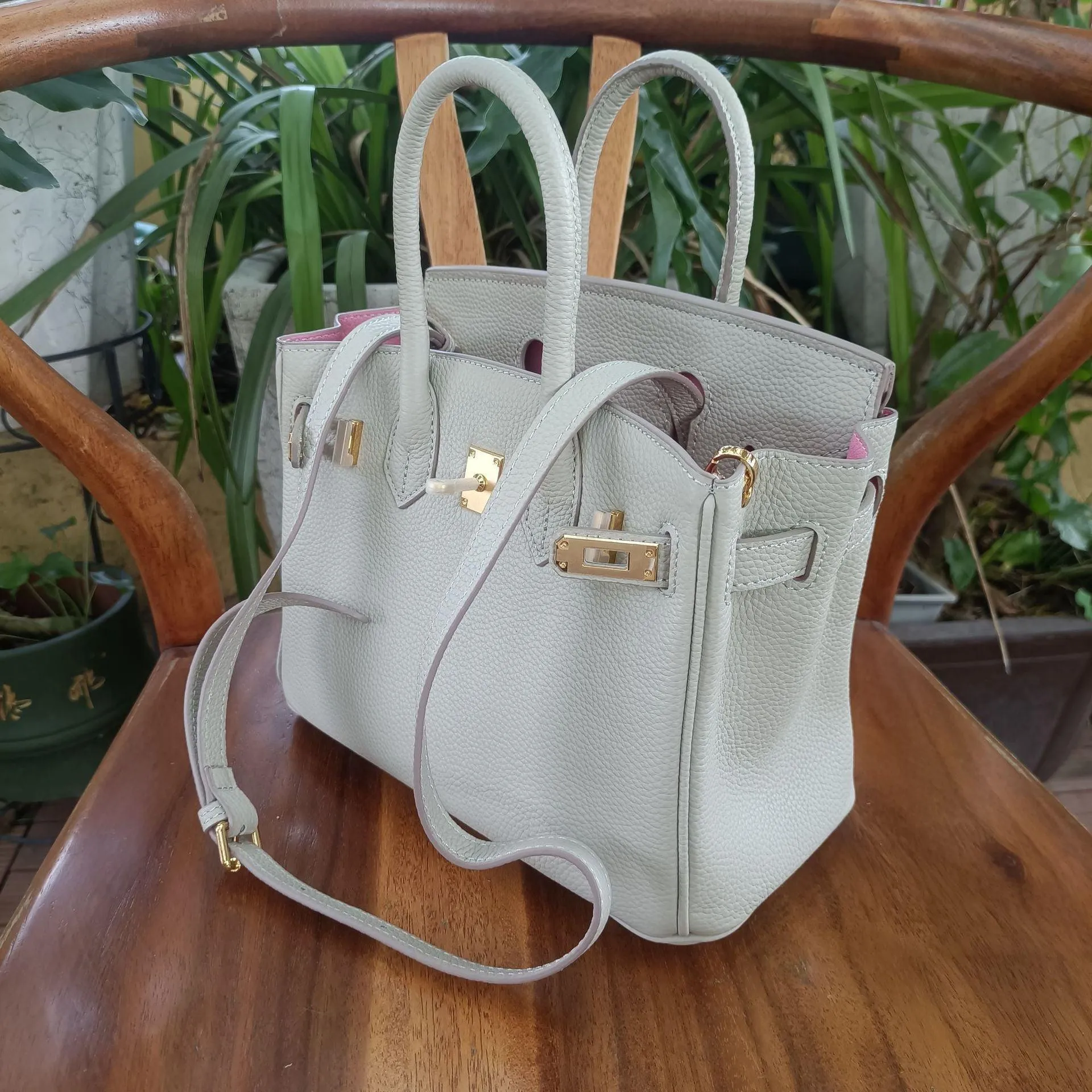Genuine Pebbled Leather Handbag Gold Tone Must-have Leather Designer Bag, Classic Shoulder Bag, Crossbody Bag, Gift For Her