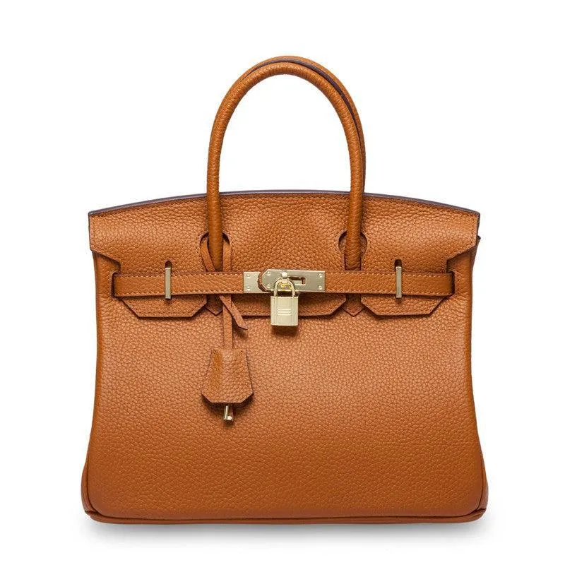 Genuine Pebbled Leather Handbag Gold Tone Must-have Leather Designer Bag, Classic Shoulder Bag, Crossbody Bag, Gift For Her