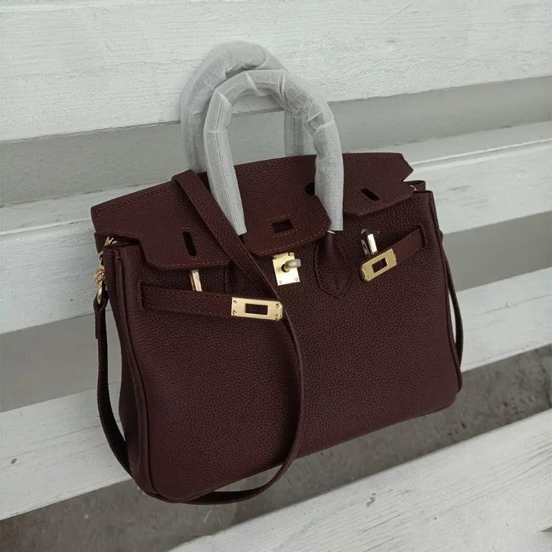 Genuine Pebbled Leather Handbag Gold Tone Must-have Leather Designer Bag, Classic Shoulder Bag, Crossbody Bag, Gift For Her