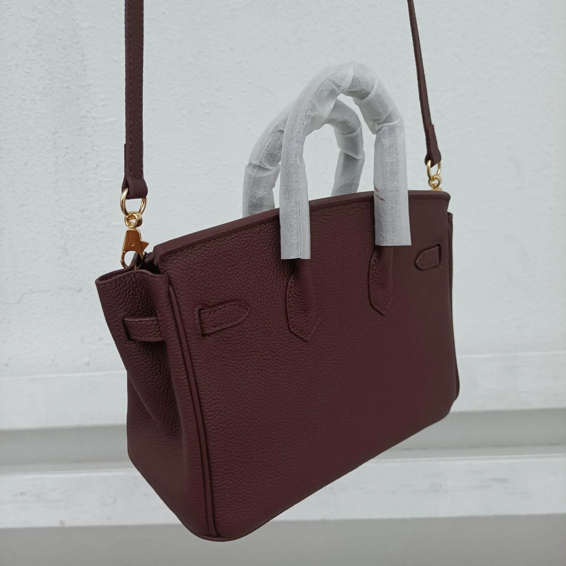 Genuine Pebbled Leather Handbag Gold Tone Must-have Leather Designer Bag, Classic Shoulder Bag, Crossbody Bag, Gift For Her