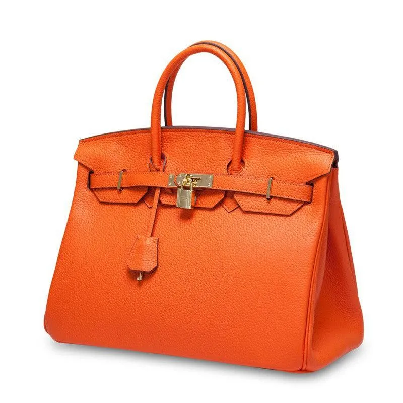 Genuine Pebbled Leather Handbag Gold Tone Must-have Leather Designer Bag, Classic Shoulder Bag, Crossbody Bag, Gift For Her
