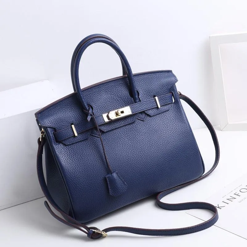 Genuine Pebbled Leather Handbag Gold Tone Must-have Leather Designer Bag, Classic Shoulder Bag, Crossbody Bag, Gift For Her