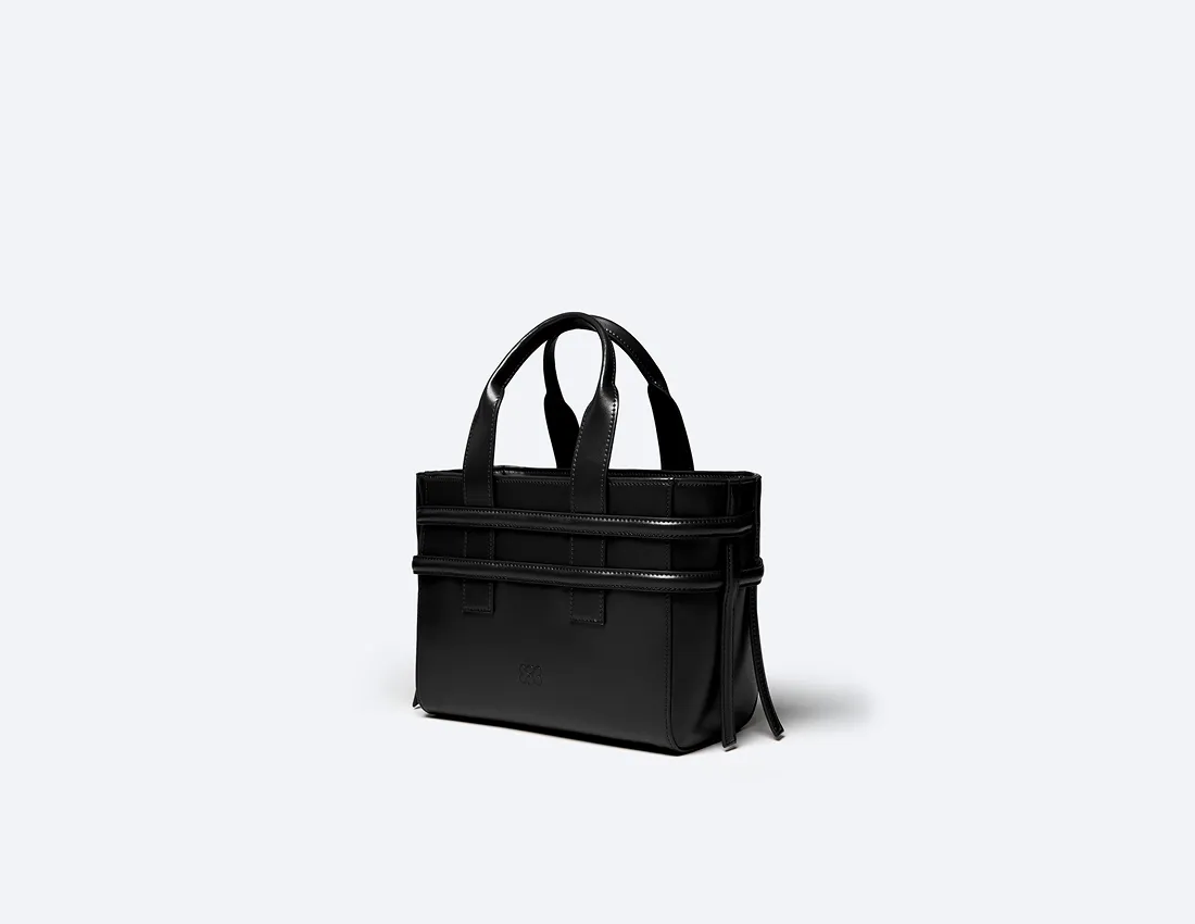 Hedy Vegan Italian Grape Leather Mini Tote | Onyx