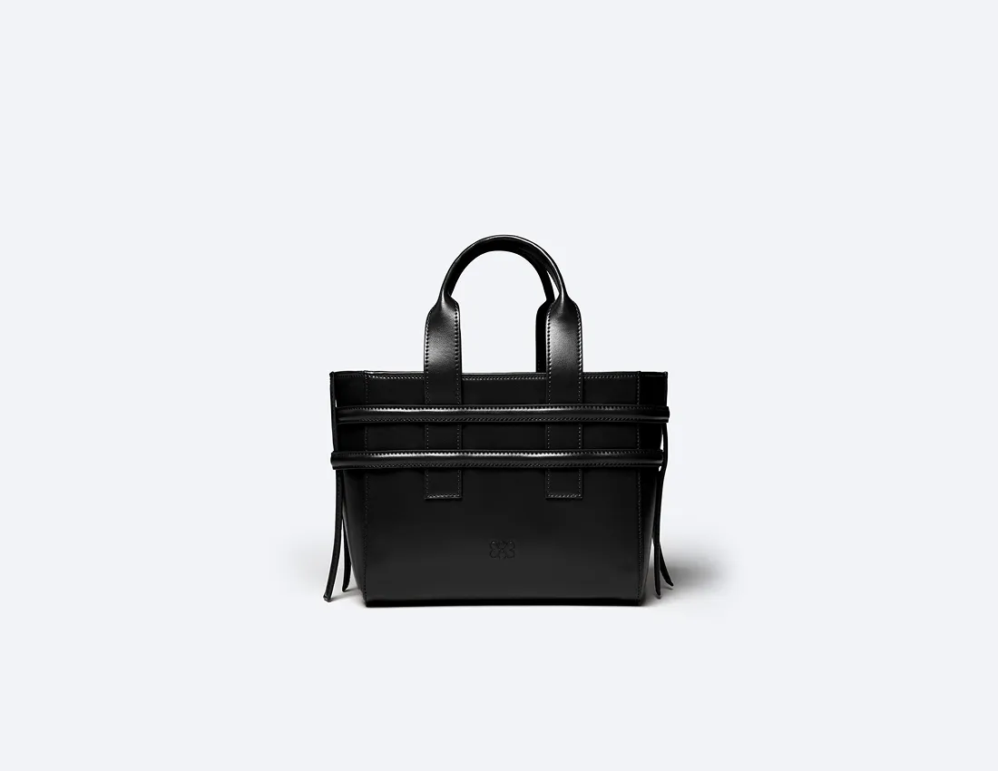 Hedy Vegan Italian Grape Leather Mini Tote | Onyx
