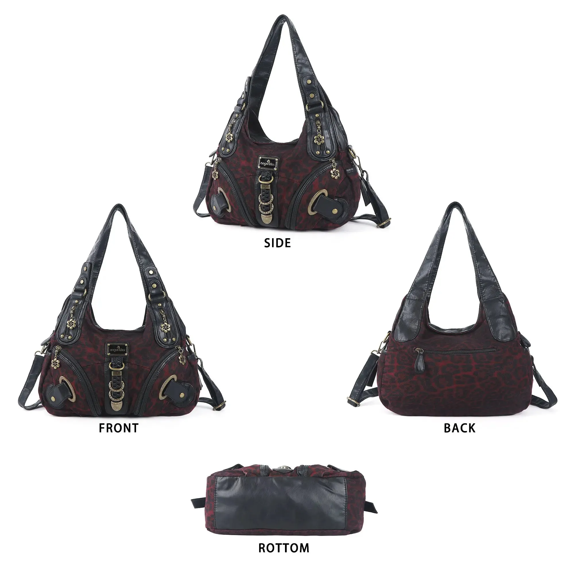 Hobo Bum Shoulder Bag, wash nylon leopard multi-purpose design shoulder bag