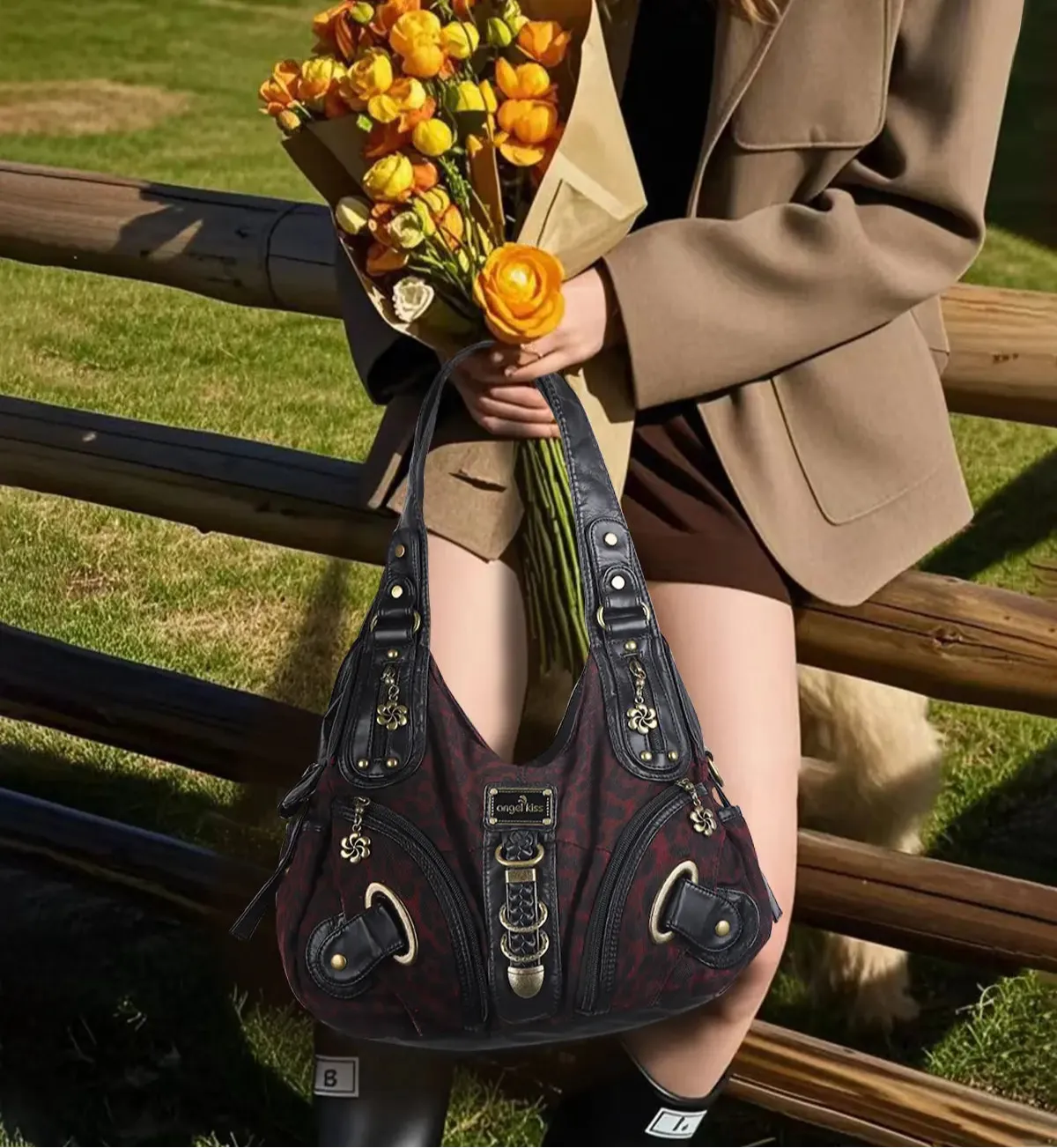 Hobo Bum Shoulder Bag, wash nylon leopard multi-purpose design shoulder bag