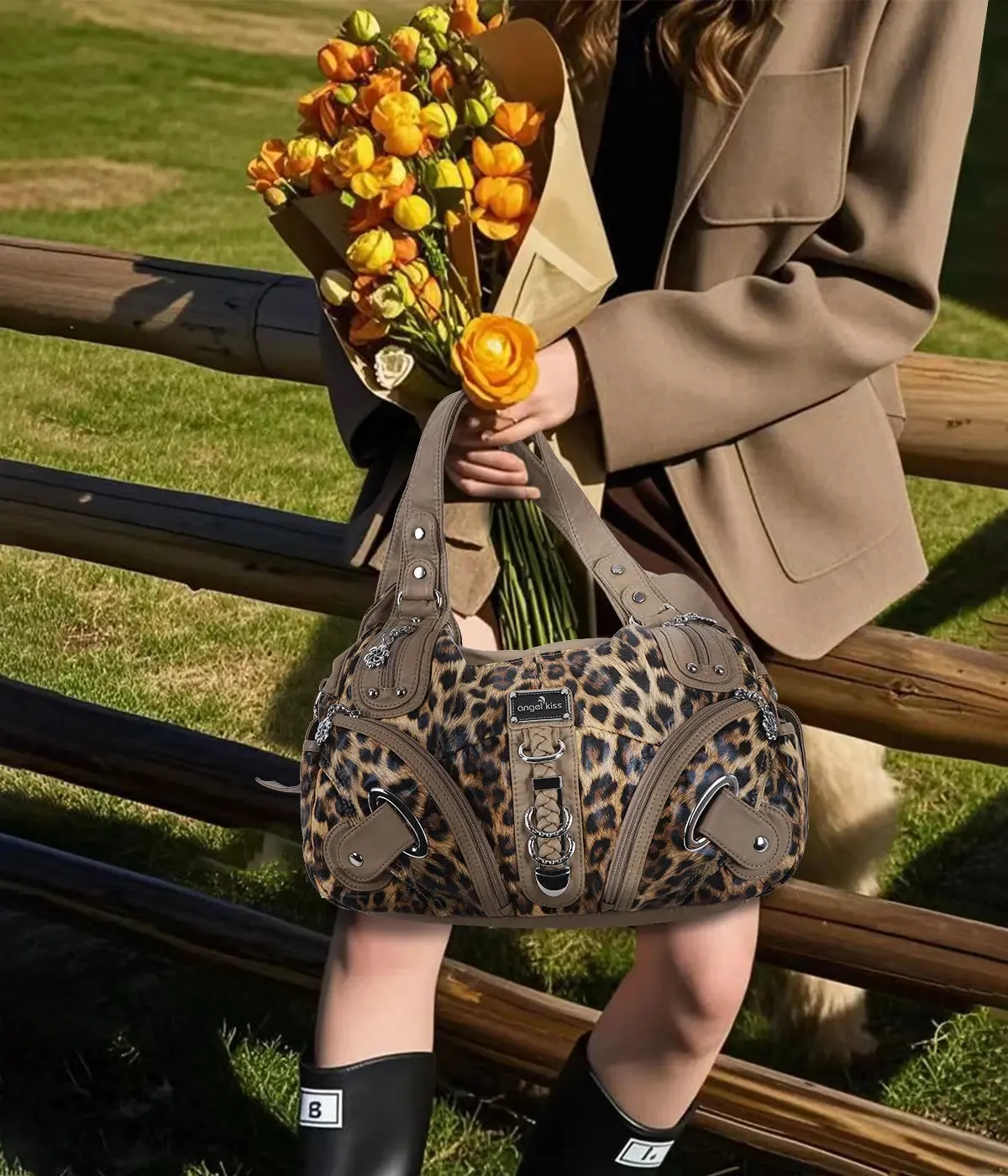 Hobo Bum Shoulder Bag, wash nylon leopard multi-purpose design shoulder bag