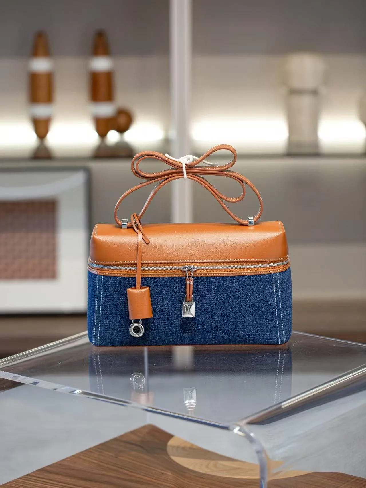Italian Smooth Calfskin Leather Lunchbox Bag, Luxury Extra Pocket Leather Handbag, Women Elegant Shoulder & Top Handle Bag for Fall