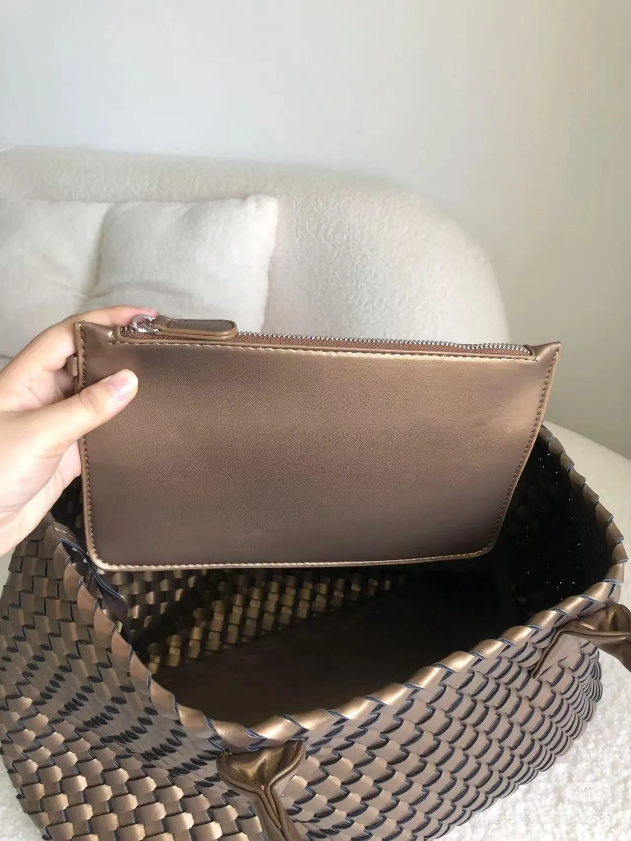 Large Handwoven Vegan Leather Tote/Weekend Bag in Onyx I Trendy Boutique Style ! Handmade Gift for Her