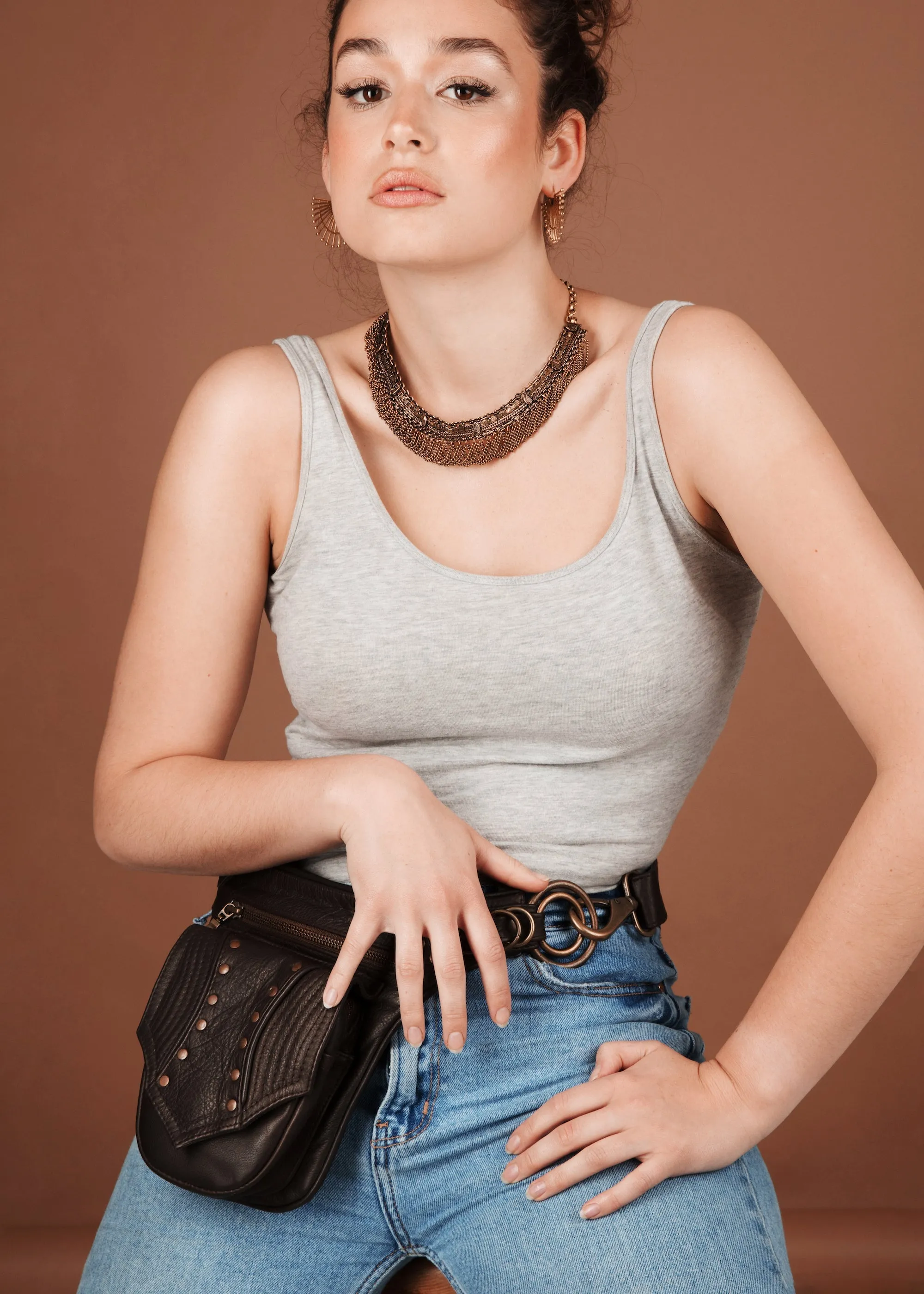 Leather Trapp Belt  -  Falcon Brown