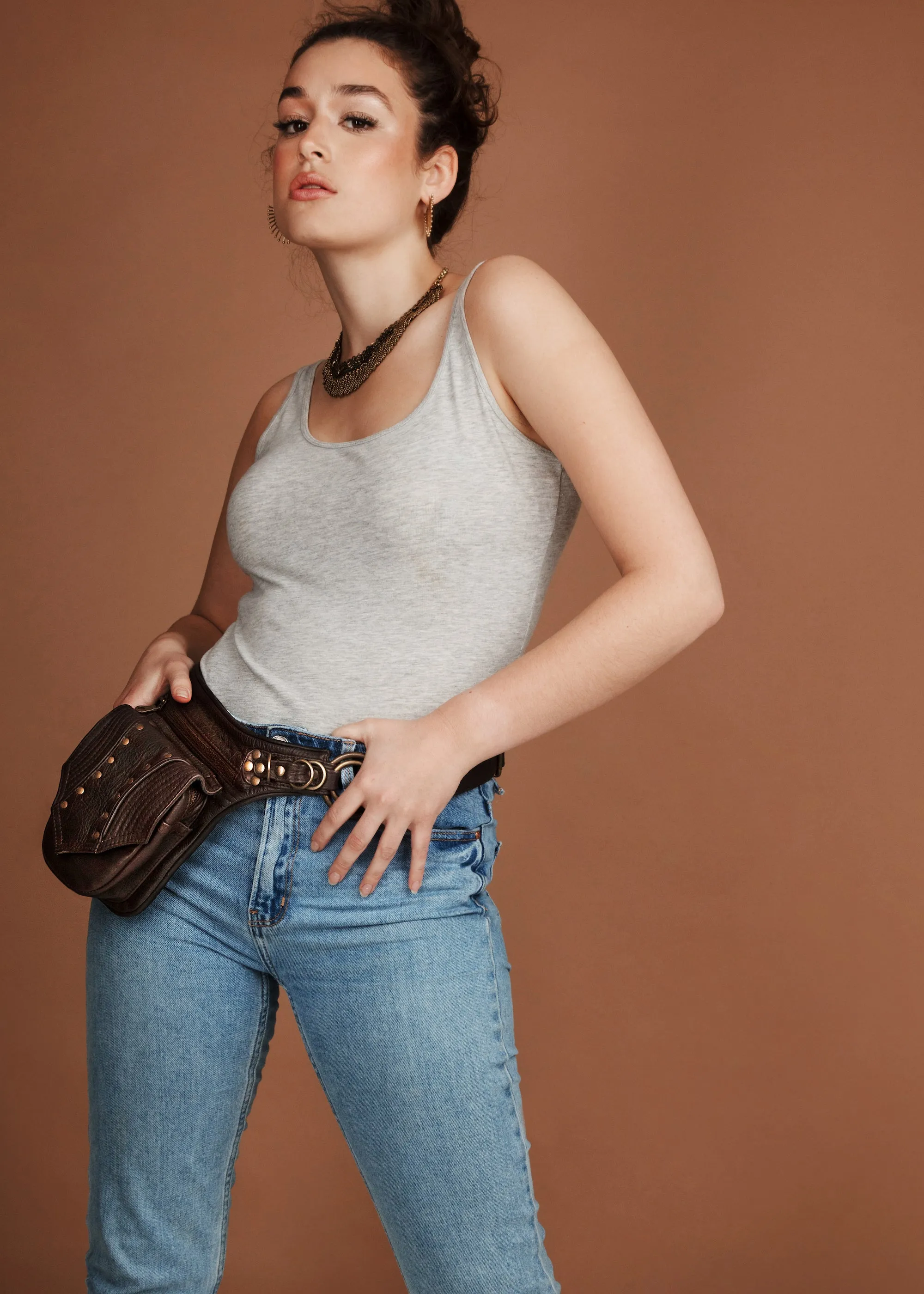 Leather Trapp Belt  -  Falcon Brown