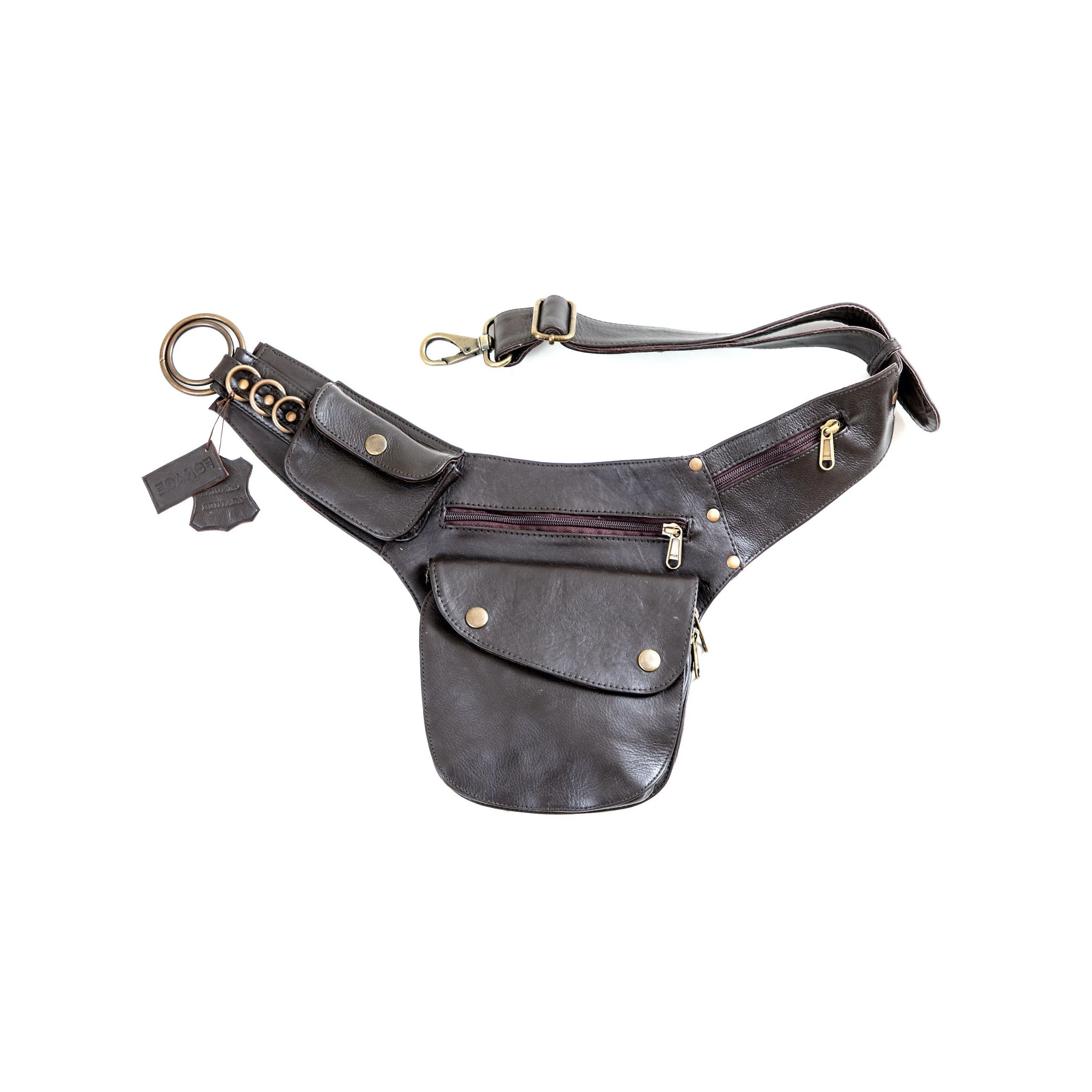Left Handed Leather Hip Bag | Falcon Brown