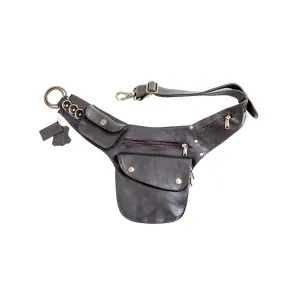 Left Handed Leather Hip Bag | Falcon Brown