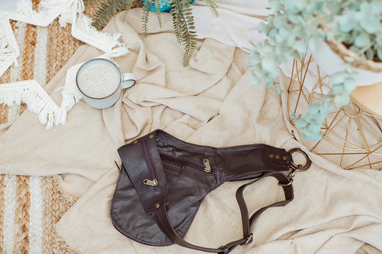 Left Handed Leather Hip Bag | Falcon Brown
